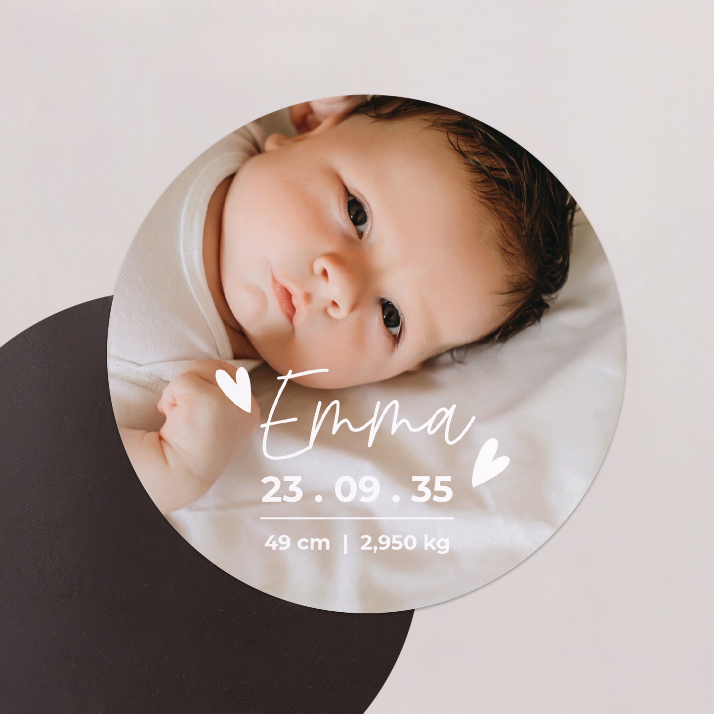 Faire-part Naissance Lot de 8, magnétique, rond, Ø 10cm Joy photo N° 1