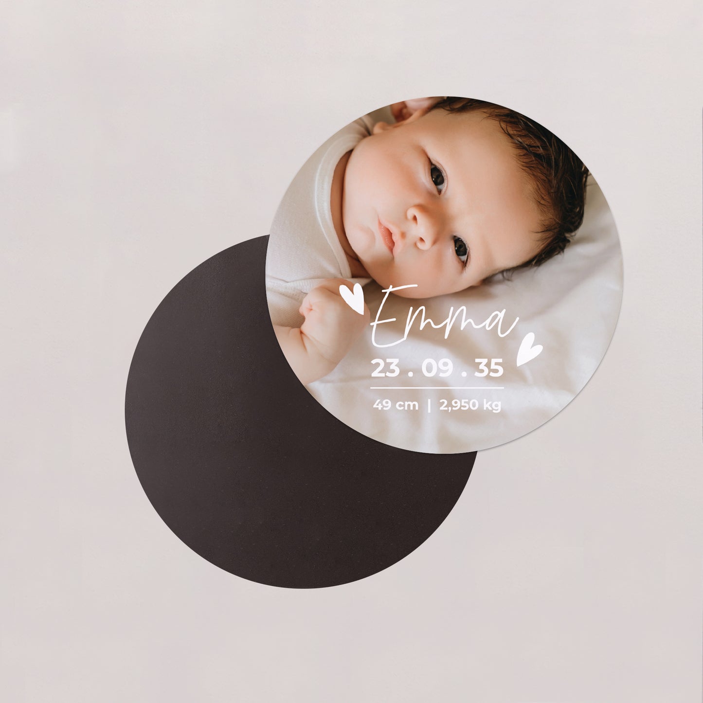 Faire-part Naissance Lot de 8, magnétique, rond, Ø 10cm Joy photo N° 2