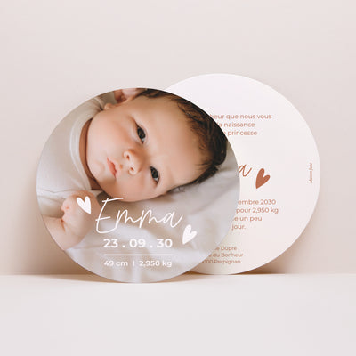 Faire-part naissance rond