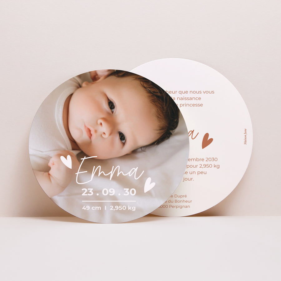 Faire-part Naissance Rond Joy photo