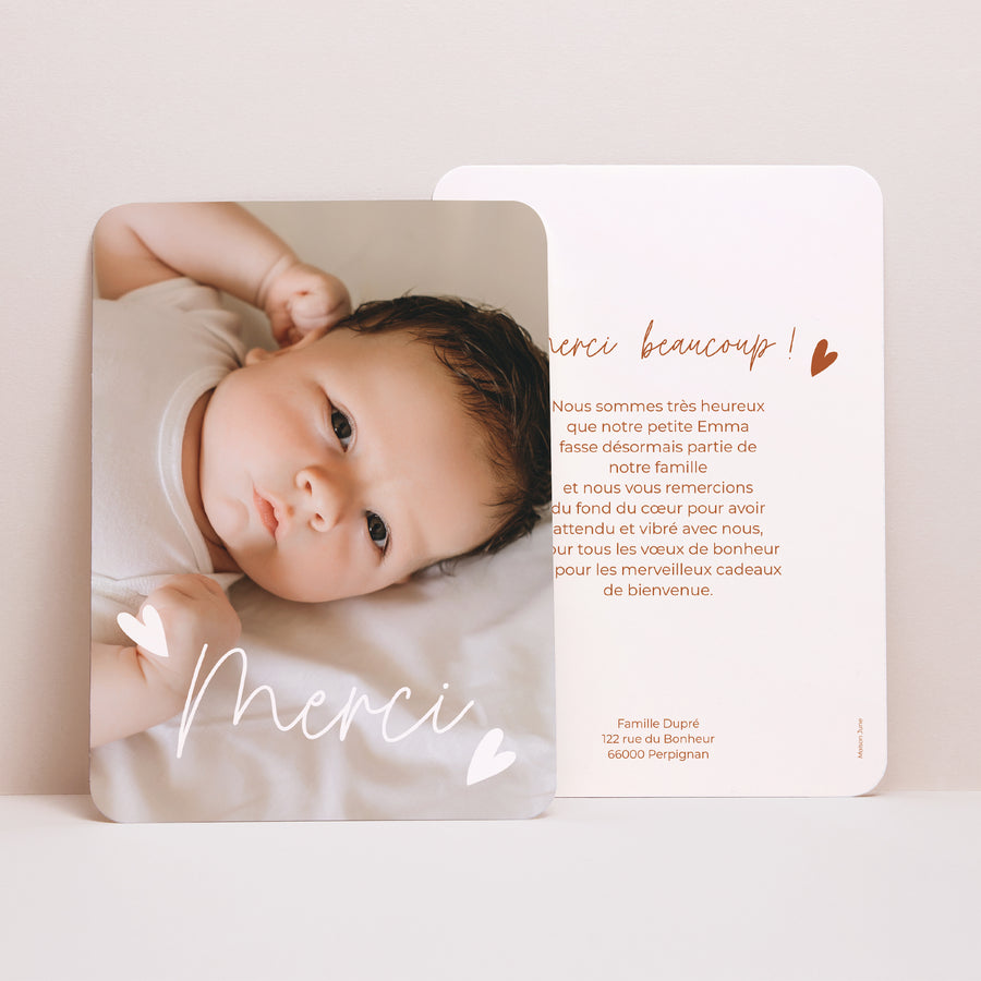 Remerciements Naissance Portrait, bords arrondis Joy photo