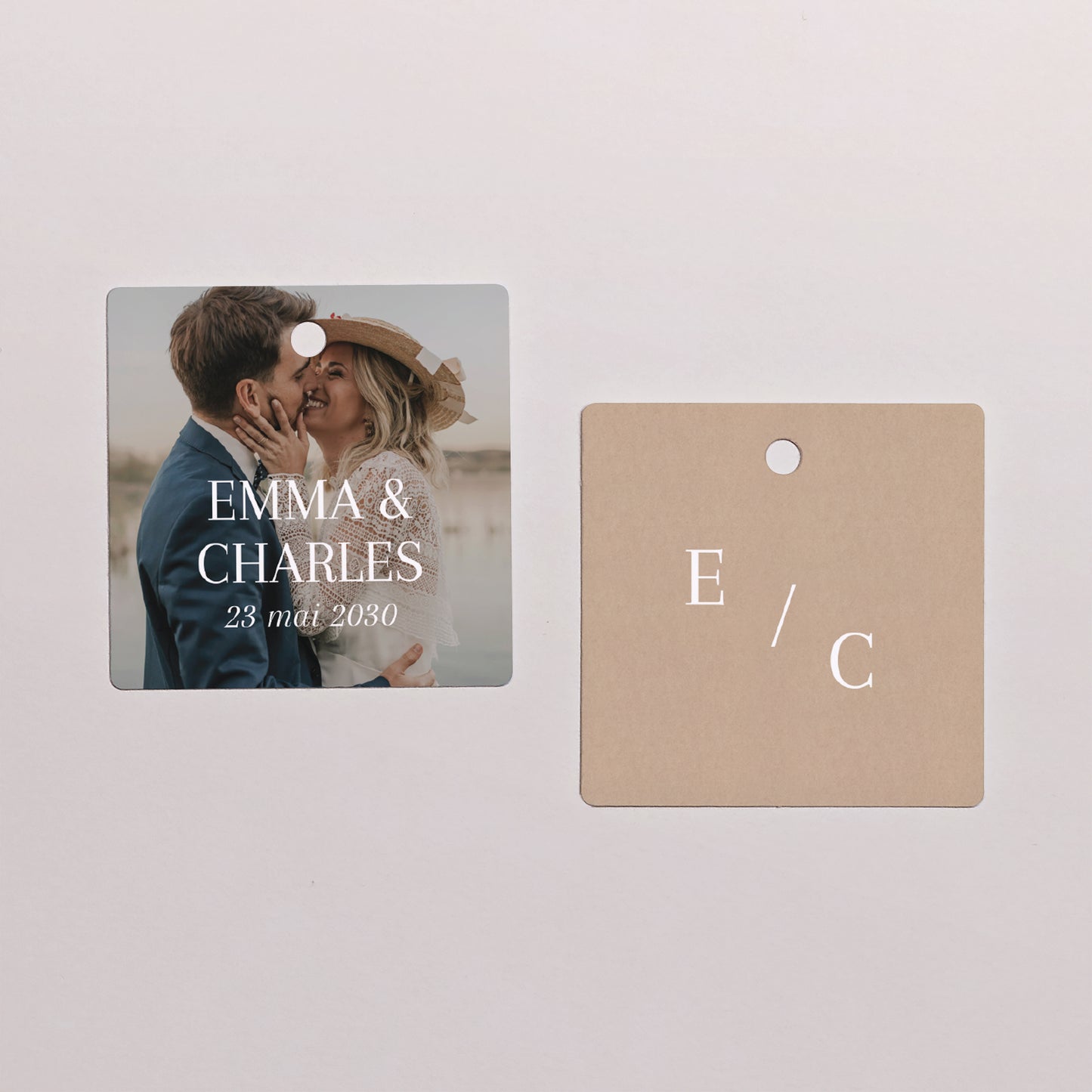 Boîte à dragées Mariage boule avec étiquette carrée Oui pour la vie photo N° 3