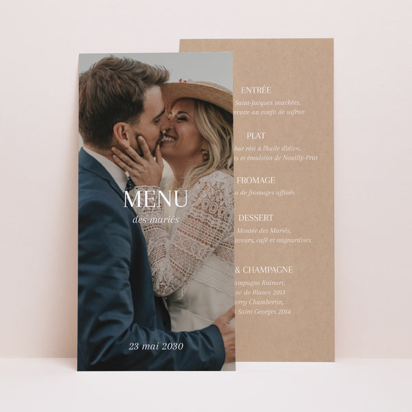 Menu Mariage Panoramique portrait Oui pour la vie photo