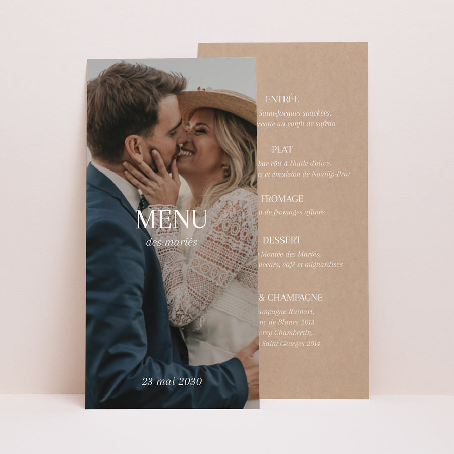 Menu Mariage Panoramique portrait Oui pour la vie photo