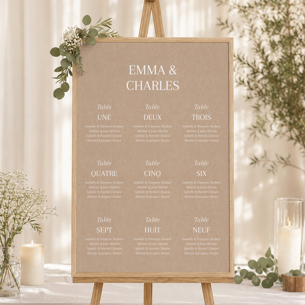 Plan de table Mariage Portrait Oui pour la vie photo
