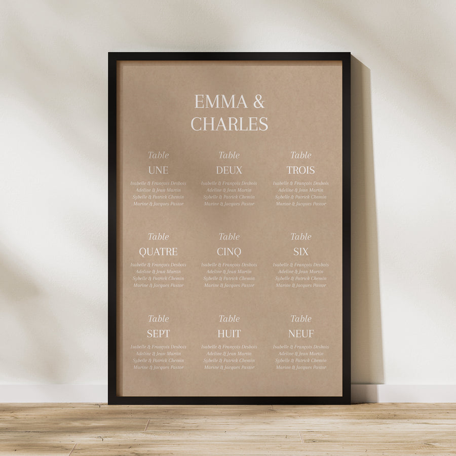 Plan de table Mariage Portrait Oui pour la vie photo