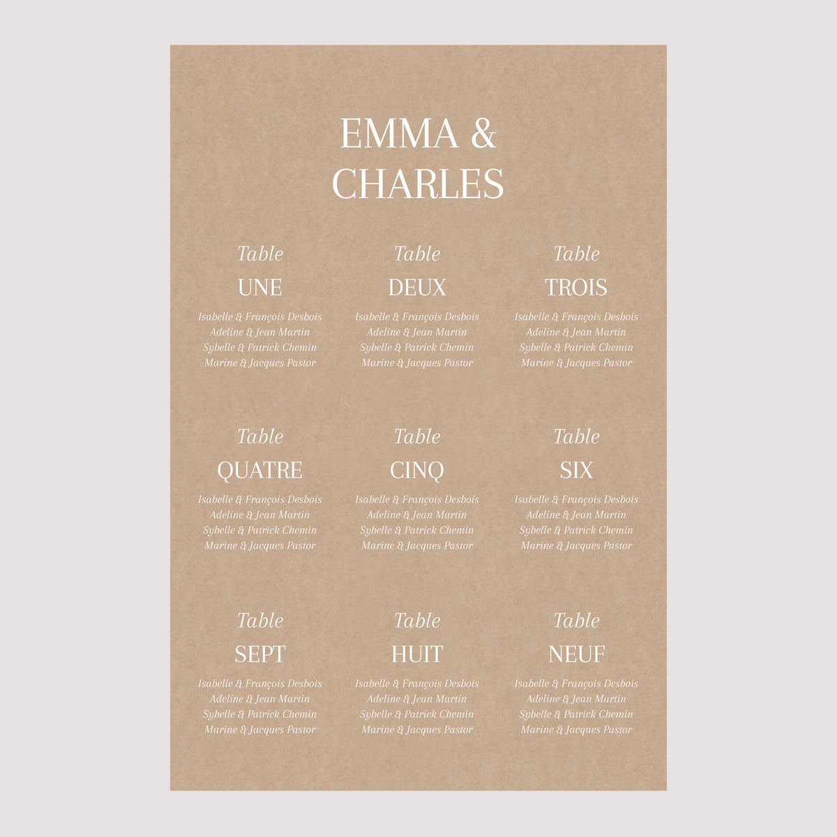 Plan de table Mariage Portrait Oui pour la vie photo N° 2