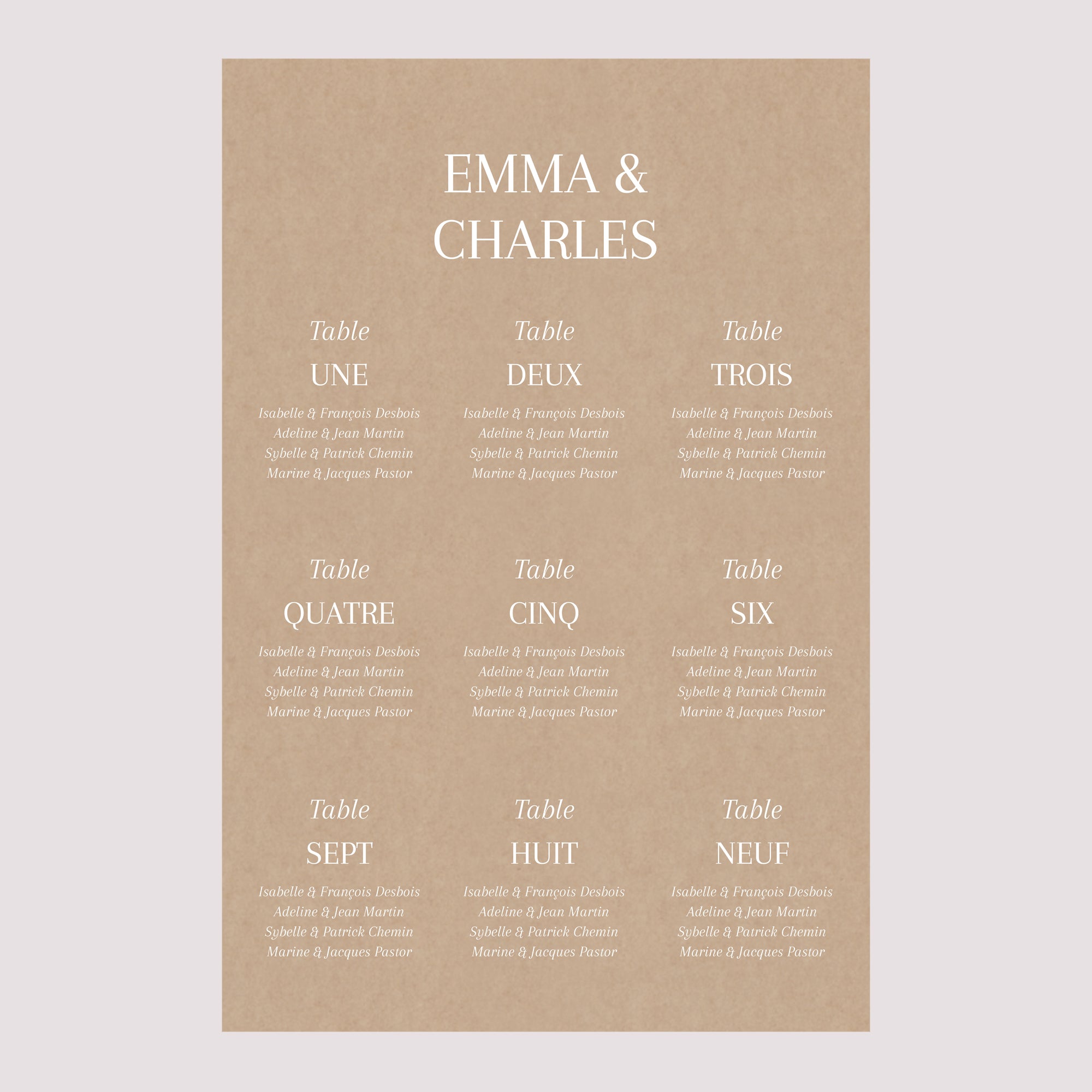 Plan de table Mariage Portrait Oui pour la vie photo N° 2