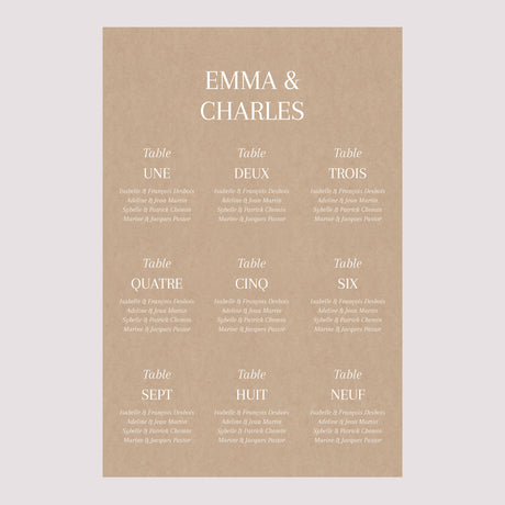 Plan de table Mariage Portrait Oui pour la vie