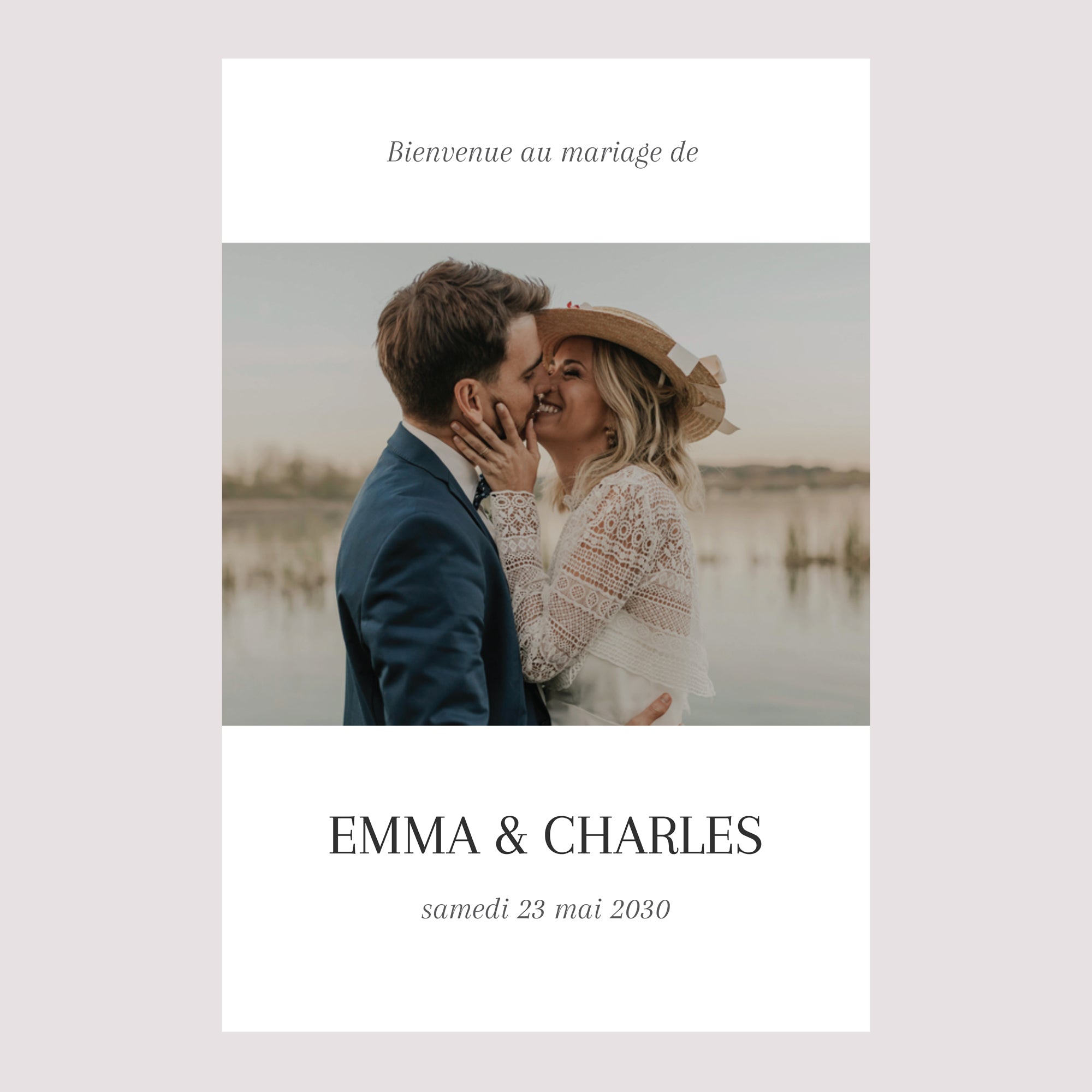 Panneau bienvenue Mariage Portrait 60 x 90 cm Oui pour la vie photo N° 2