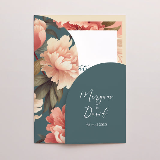 Faire-part Mariage Pochette 2 cartes A l'anglaise photo