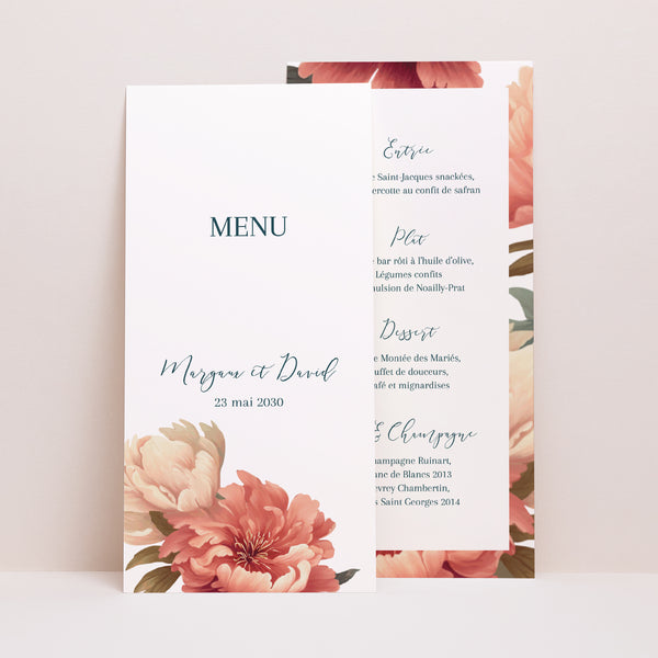 Menu Mariage Panoramique portrait A l'anglaise photo