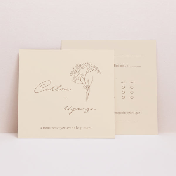 Carton réponse Mariage Carré Brin bohème photo