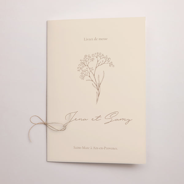 Livret de messe Mariage Double volet Brin bohème photo
