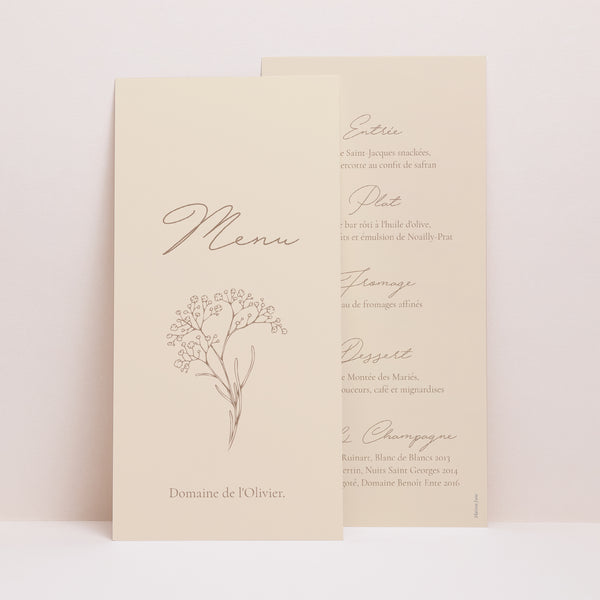 Menu Mariage Panoramique portrait Brin bohème photo