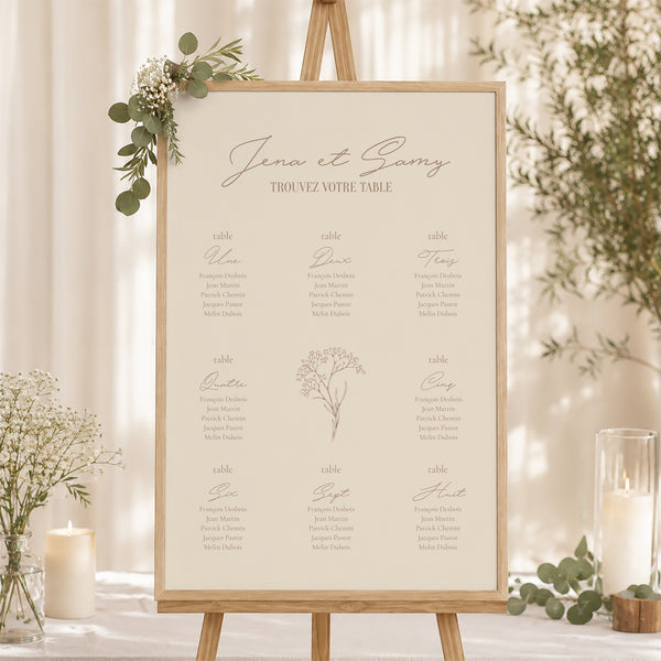 Plan de table Mariage Portrait 60 x 90 cm Brin bohème photo
