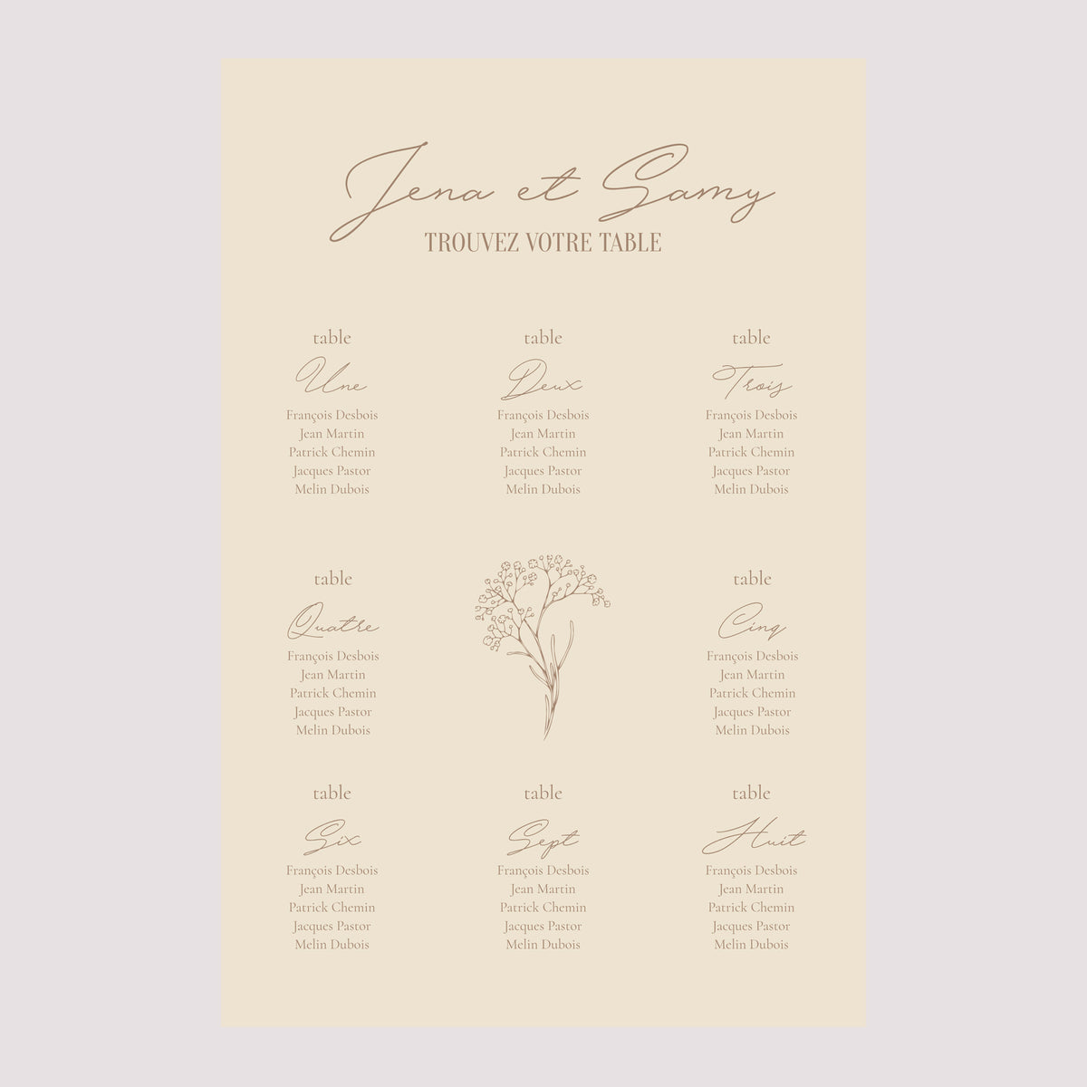 Plan de table Mariage Portrait 60 x 90 cm Brin bohème photo N° 2