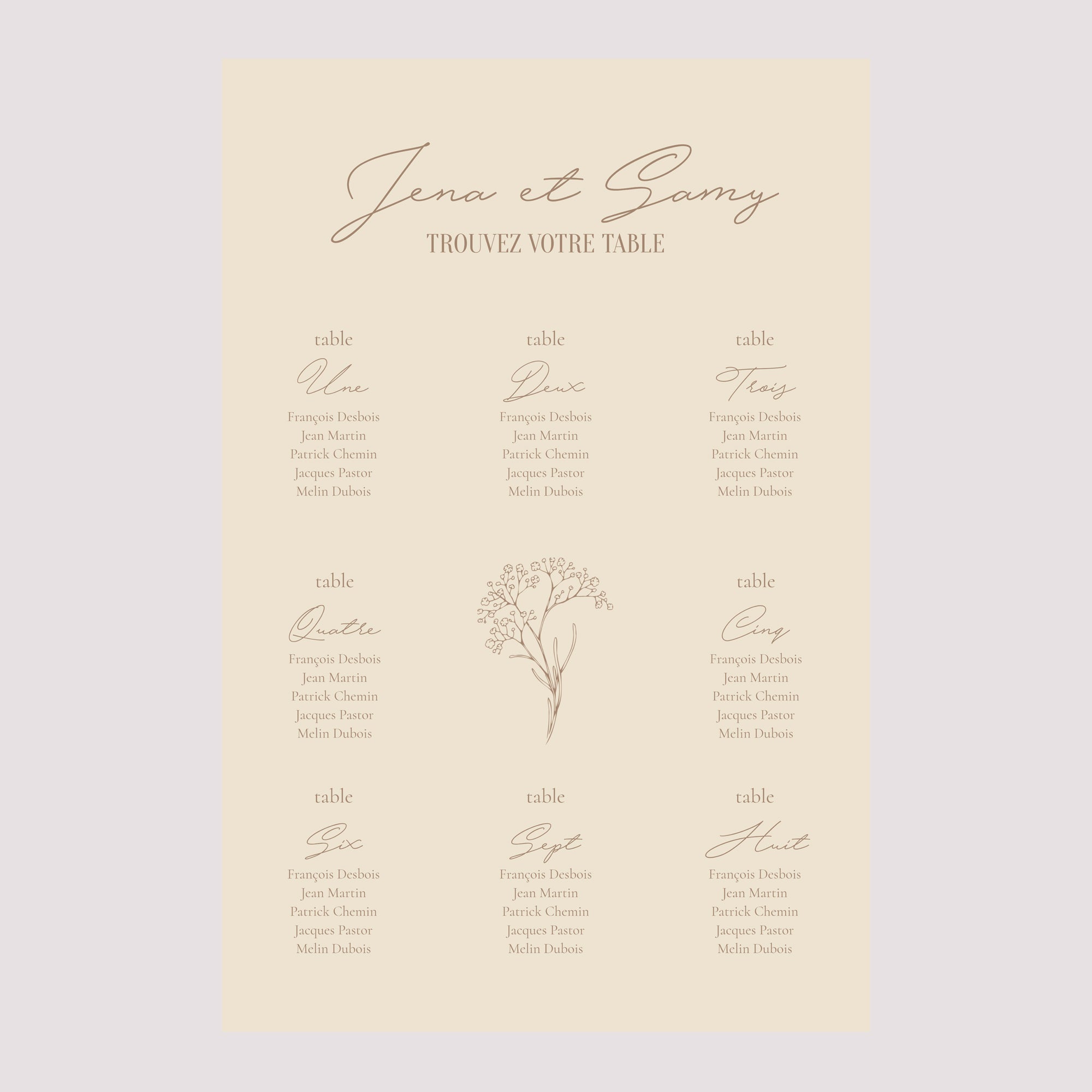 Plan de table Mariage Portrait 60 x 90 cm Brin bohème photo N° 2