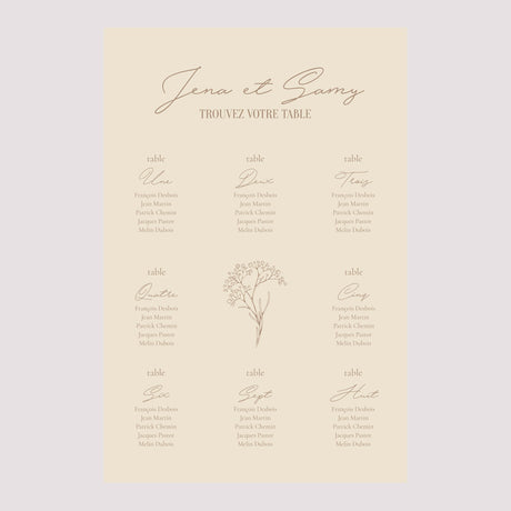Plan de table Mariage Portrait 60 x 90 cm Brin bohème