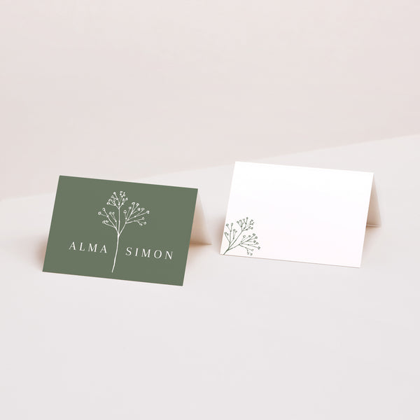 Marque-place Mariage 2 volets Gypsophile silouhette photo