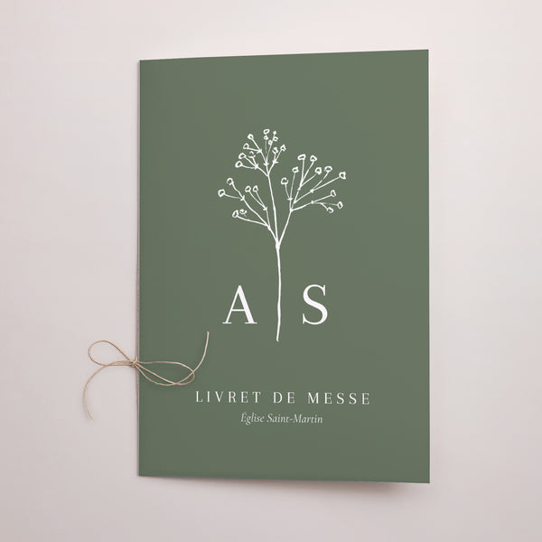 Livret de messe Mariage Double volet Gypsophile silouhette photo