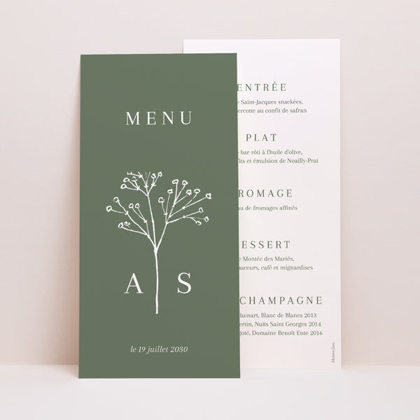 Menu Mariage Panoramique portrait Gypsophile silouhette photo