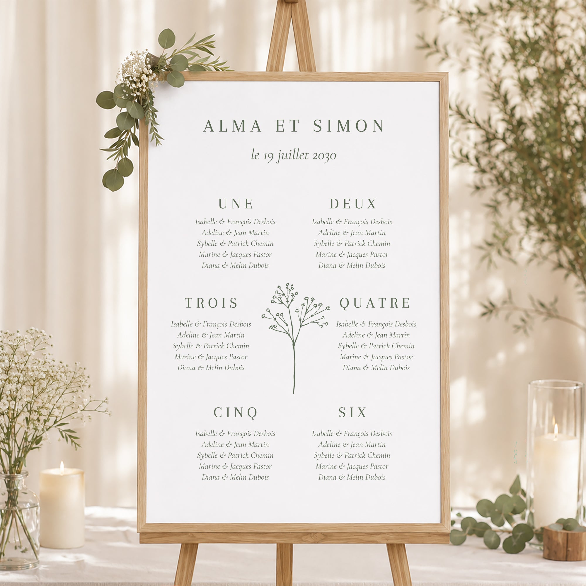 Plan de table Mariage Portrait Gypsophile silouhette photo N° 1