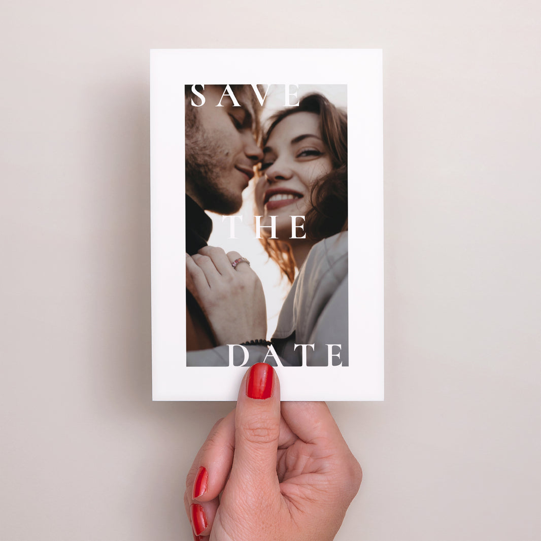 Save the date Mariage Portrait Typo et beige photo N° 2