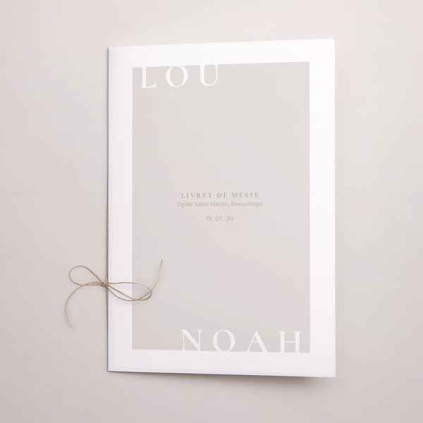 Livret de messe Mariage Double volet Typo et beige photo