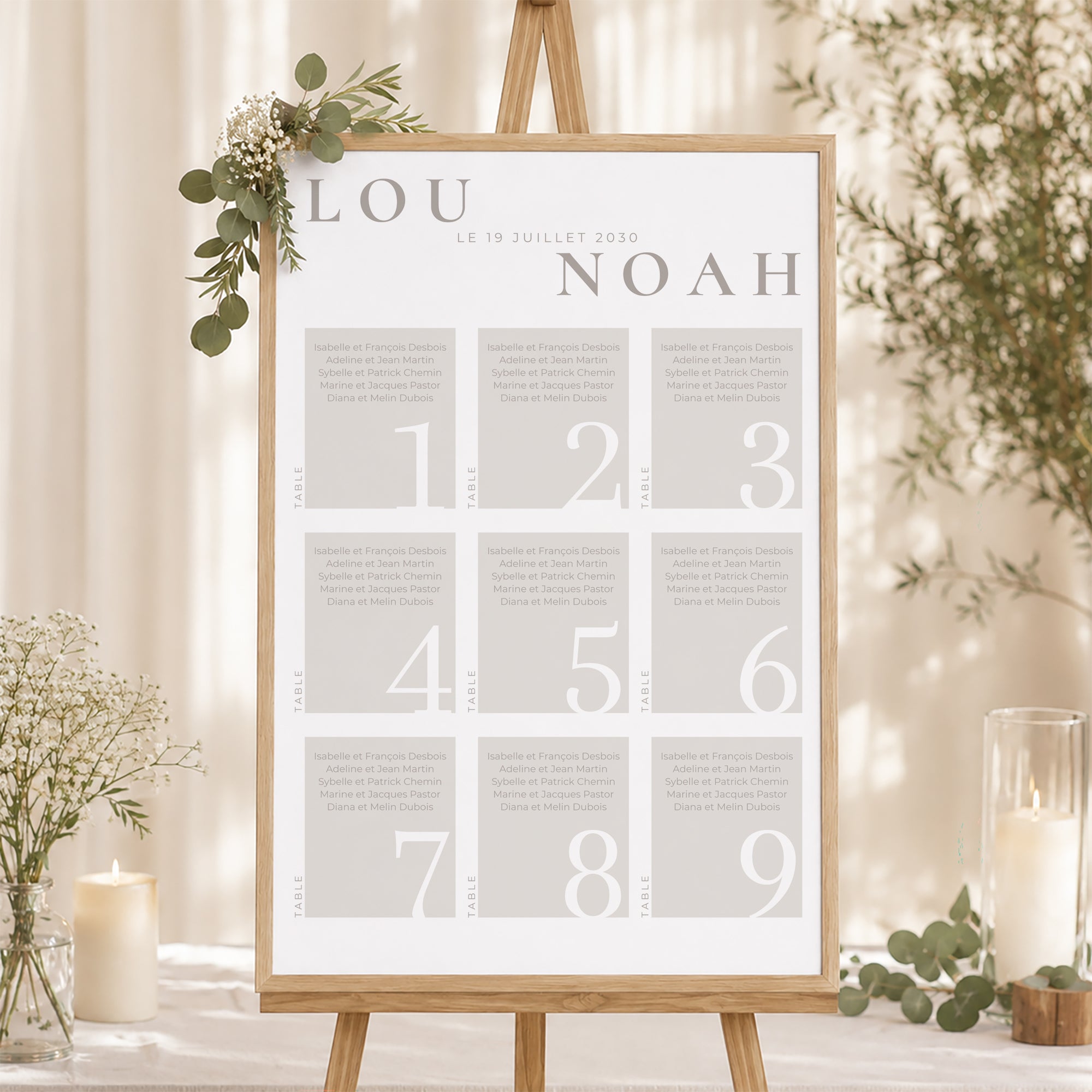 Plan de table Mariage Portrait Typo et beige photo N° 1