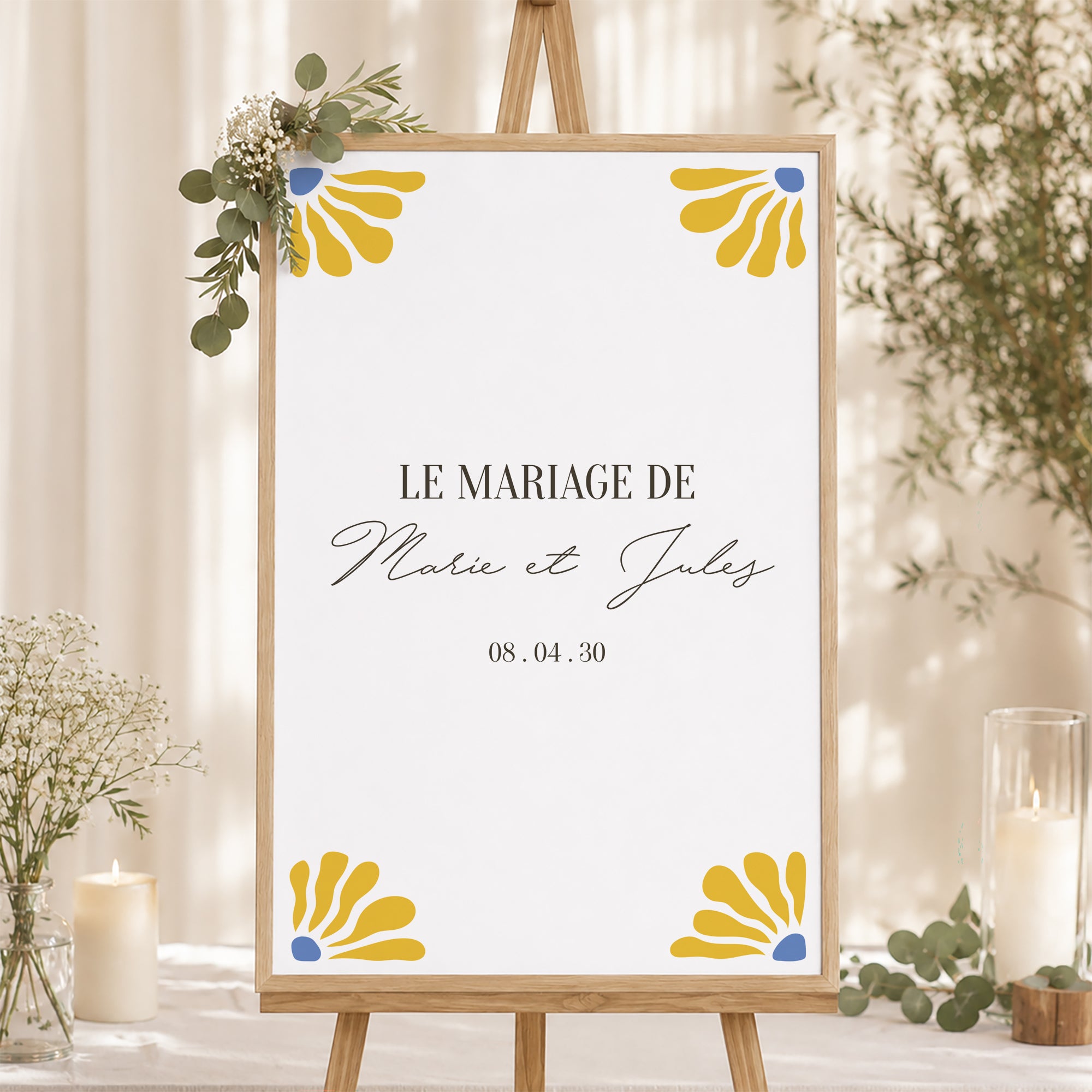 Panneau bienvenue Mariage Portrait 60 x 90 cm Flowers by Matisse photo N° 1