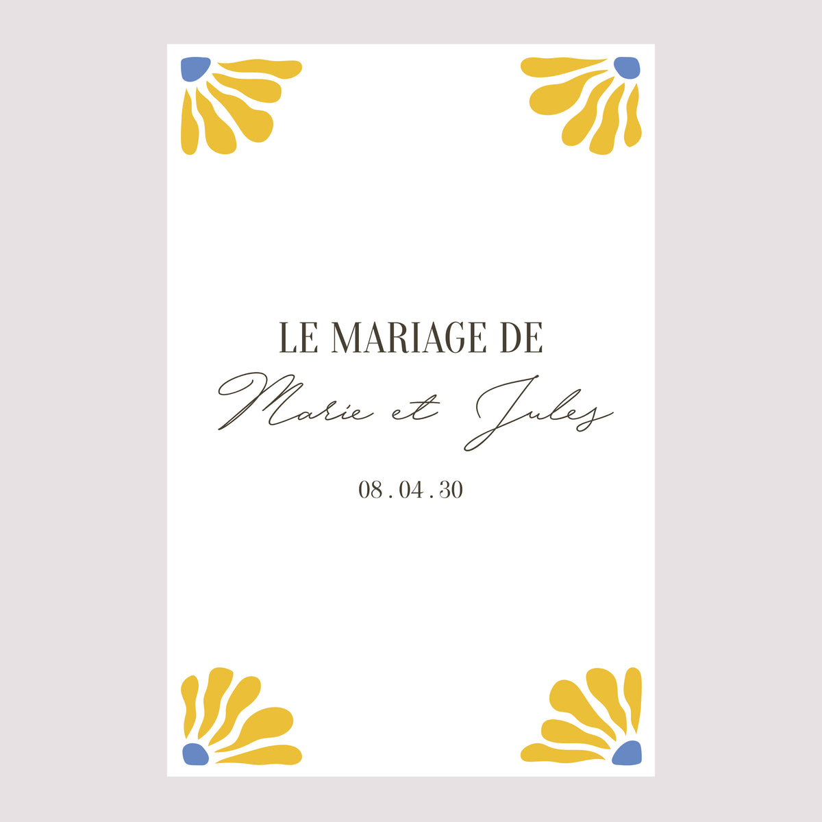 Panneau bienvenue Mariage Portrait 60 x 90 cm Flowers by Matisse photo N° 2