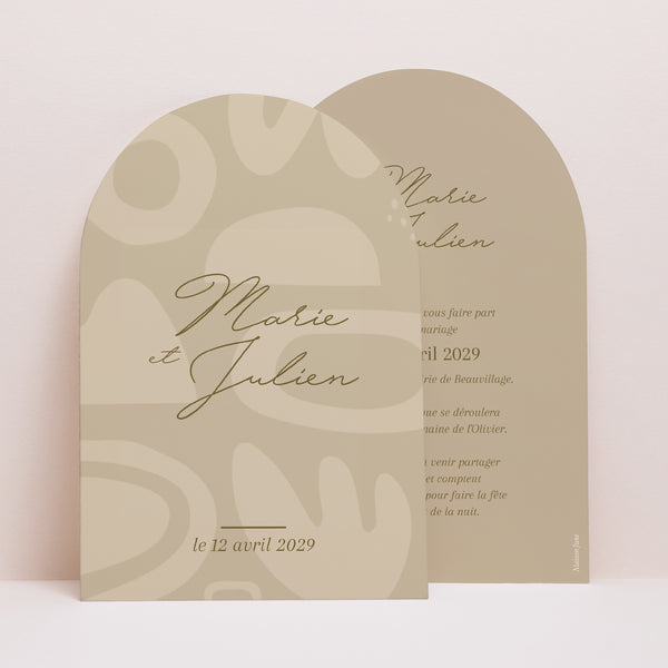 Faire-part Mariage Arche Camaieu abstrait photo