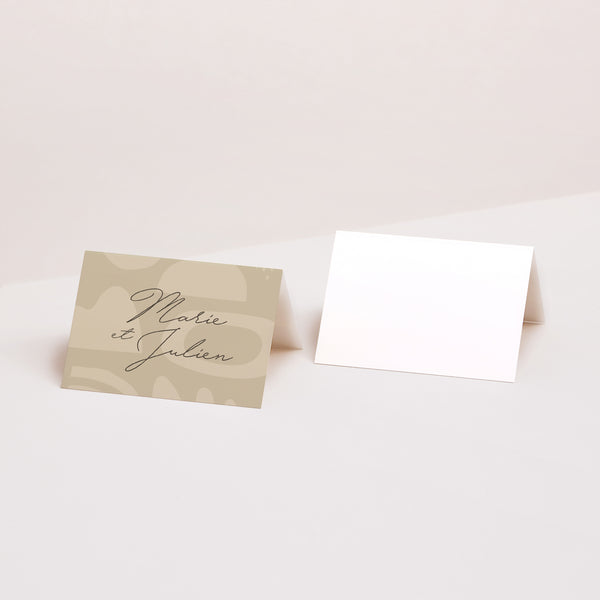 Marque-place Mariage 2 volets Camaieu abstrait photo