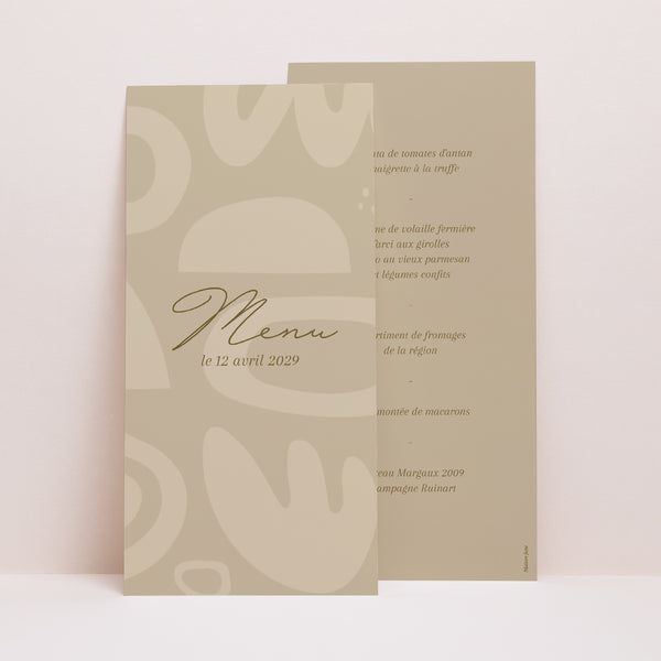 Menu Mariage Panoramique portrait Camaieu abstrait photo