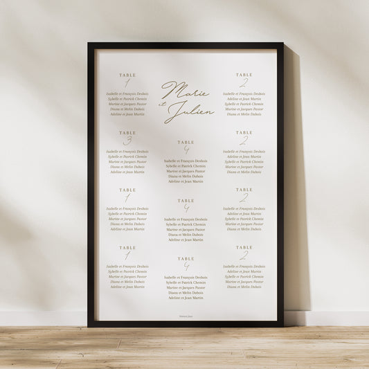 Plan de table Mariage Portrait Camaieu abstrait photo
