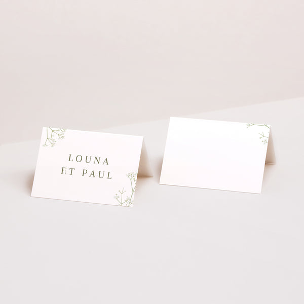 Marque-place Mariage 2 volets Couronne de gypsophile photo