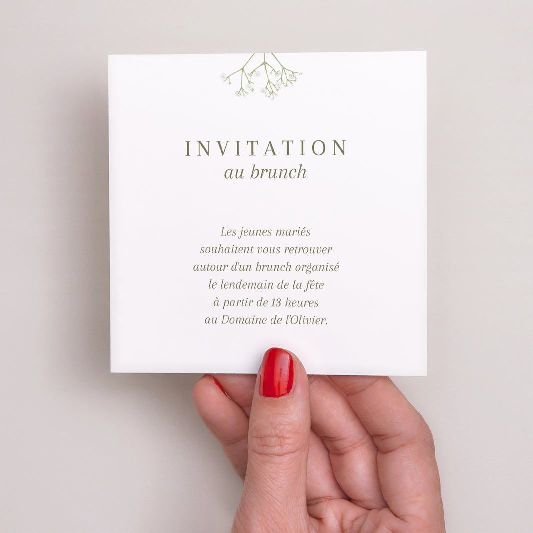 Invitations Mariage Carré Couronne de gypsophile photo N° 2