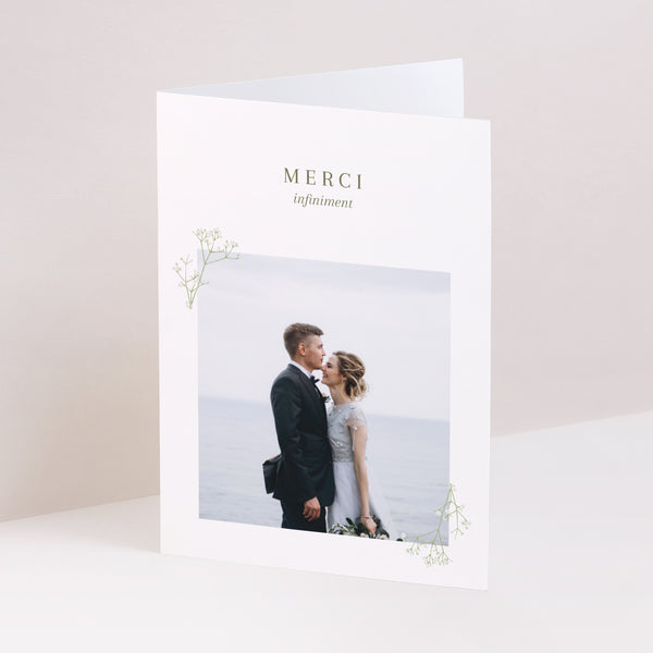 Remerciements Mariage Portrait double volet Couronne de gypsophile photo