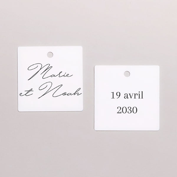 Etiquette perforée Mariage Carrée Couronne d'or Gypsophile photo