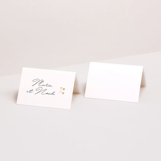 Marque-place Mariage 2 volets Couronne d'or Gypsophile photo