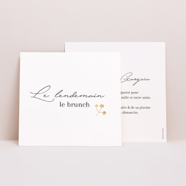 Invitations Mariage Carré Couronne d'or Gypsophile photo
