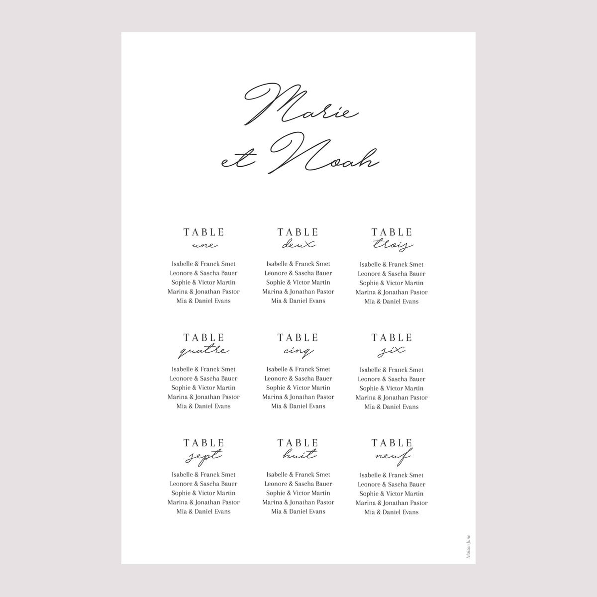 Plan de table Mariage Portrait Couronne d'or Gypsophile photo N° 2