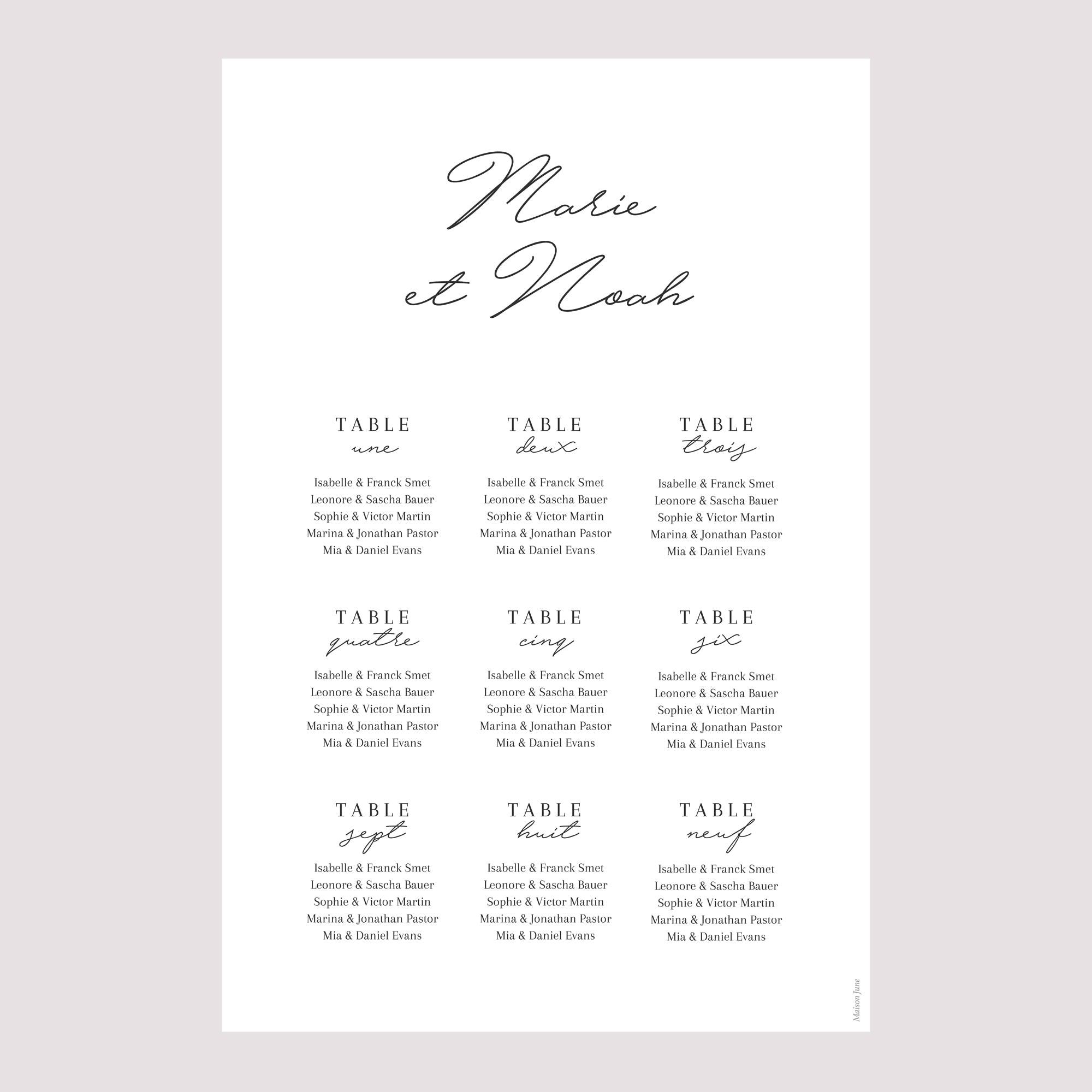 Plan de table Mariage Portrait Couronne d'or Gypsophile photo N° 2