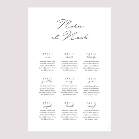 Plan de table Mariage Portrait Couronne d'or Gypsophile