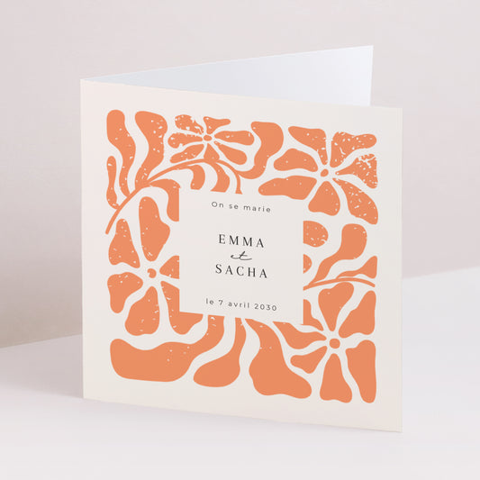 Faire-part Mariage Carré double volet Composition à la Matisse photo