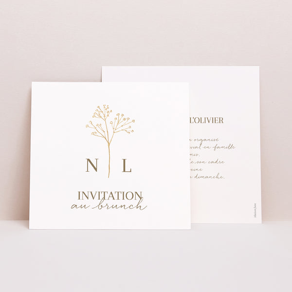 Invitations Mariage Carré Gypsophile élégant photo