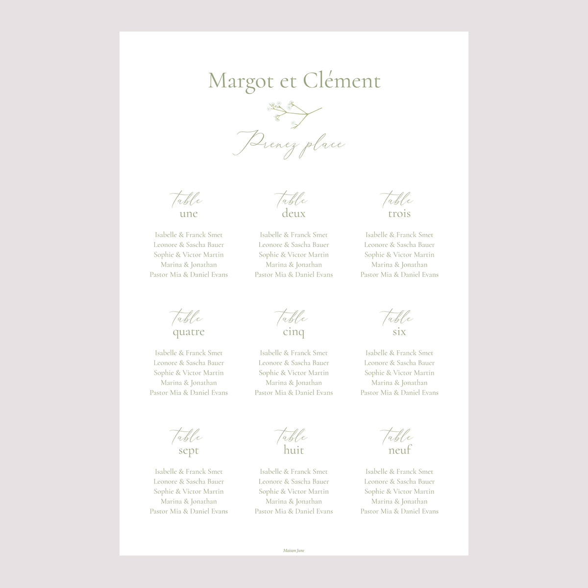 Plan de table Mariage Portrait C'est l'été ! photo N° 2