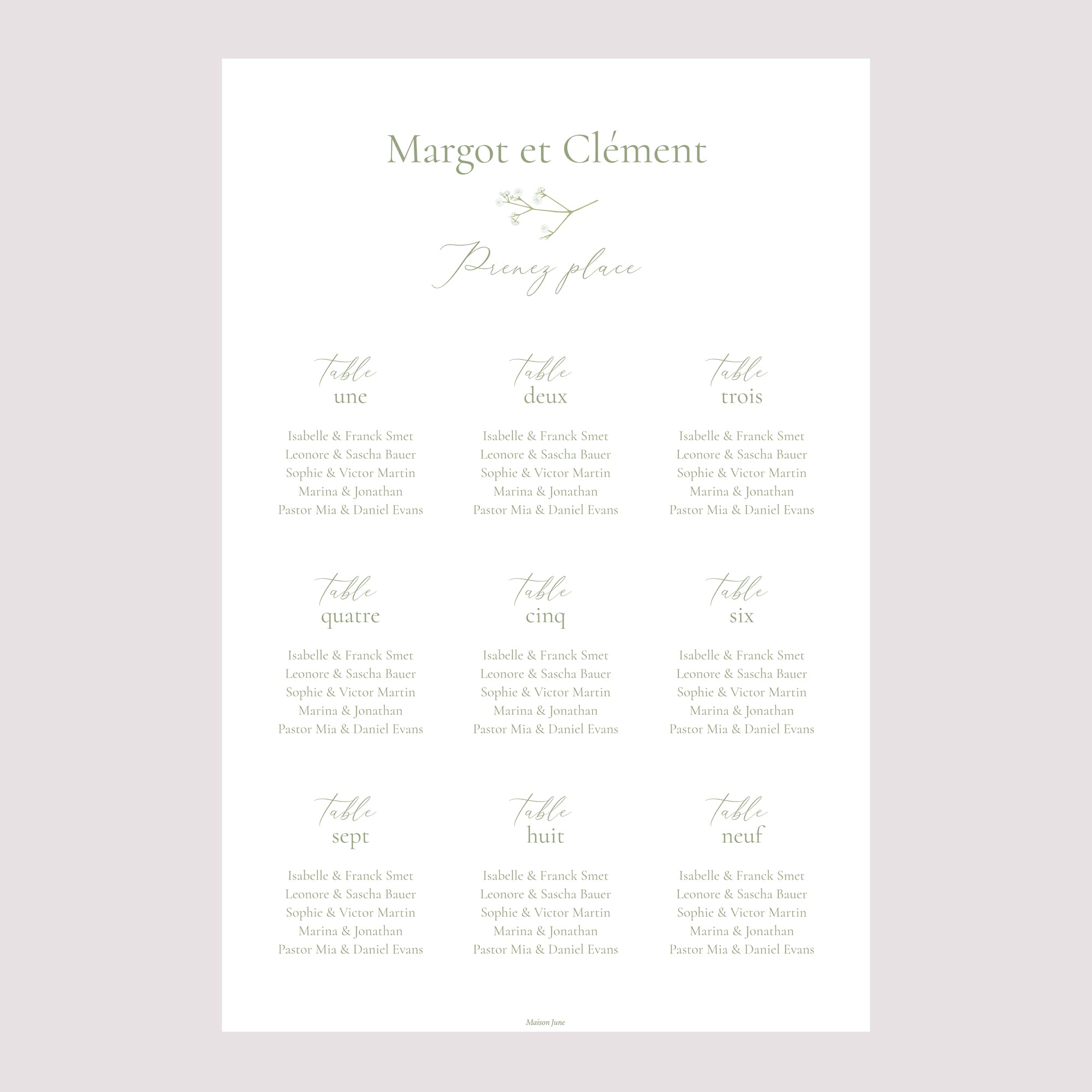 Plan de table Mariage Portrait C'est l'été ! photo N° 2