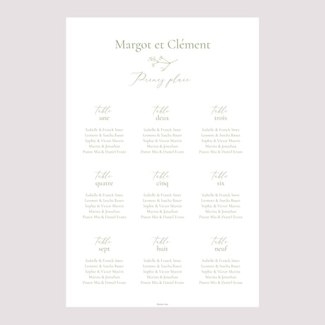 Plan de table Mariage Portrait C'est l'été !